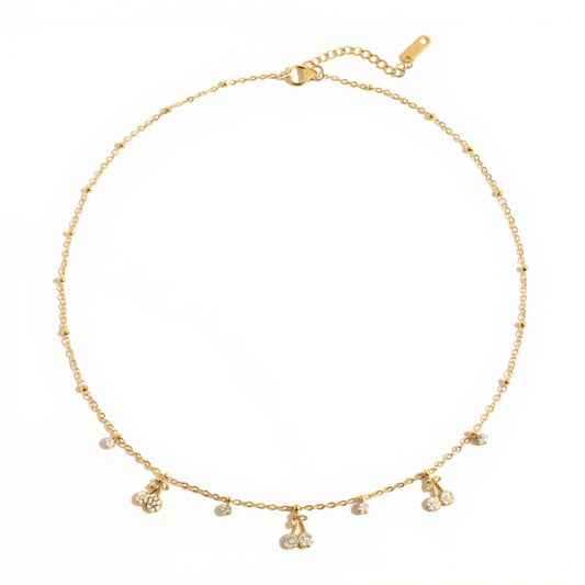 Delicate Chain Necklace with Droplet Cluster Charms and Sparkling Accents for an Elegant Feminine Look and Refined Everyday Style