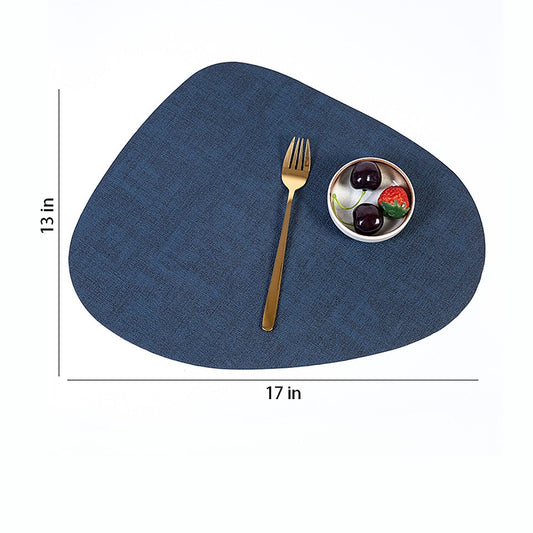 6 Piece Faux Linen Textured Placemat Set Waterproof Heat Resistant Irregular Table Mats