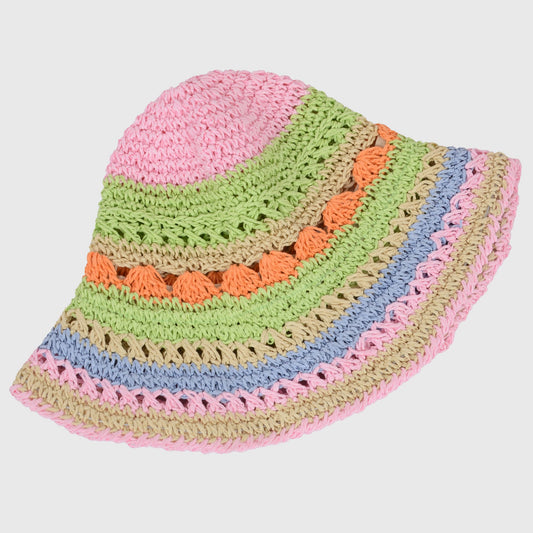 Women's Vibrant Multicolored Crochet Bucket Hat