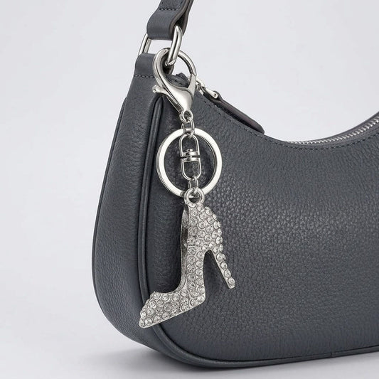 2pc High Heel Rhinestone Keychain Bag Charm with Lobster Clasp and Key Ring