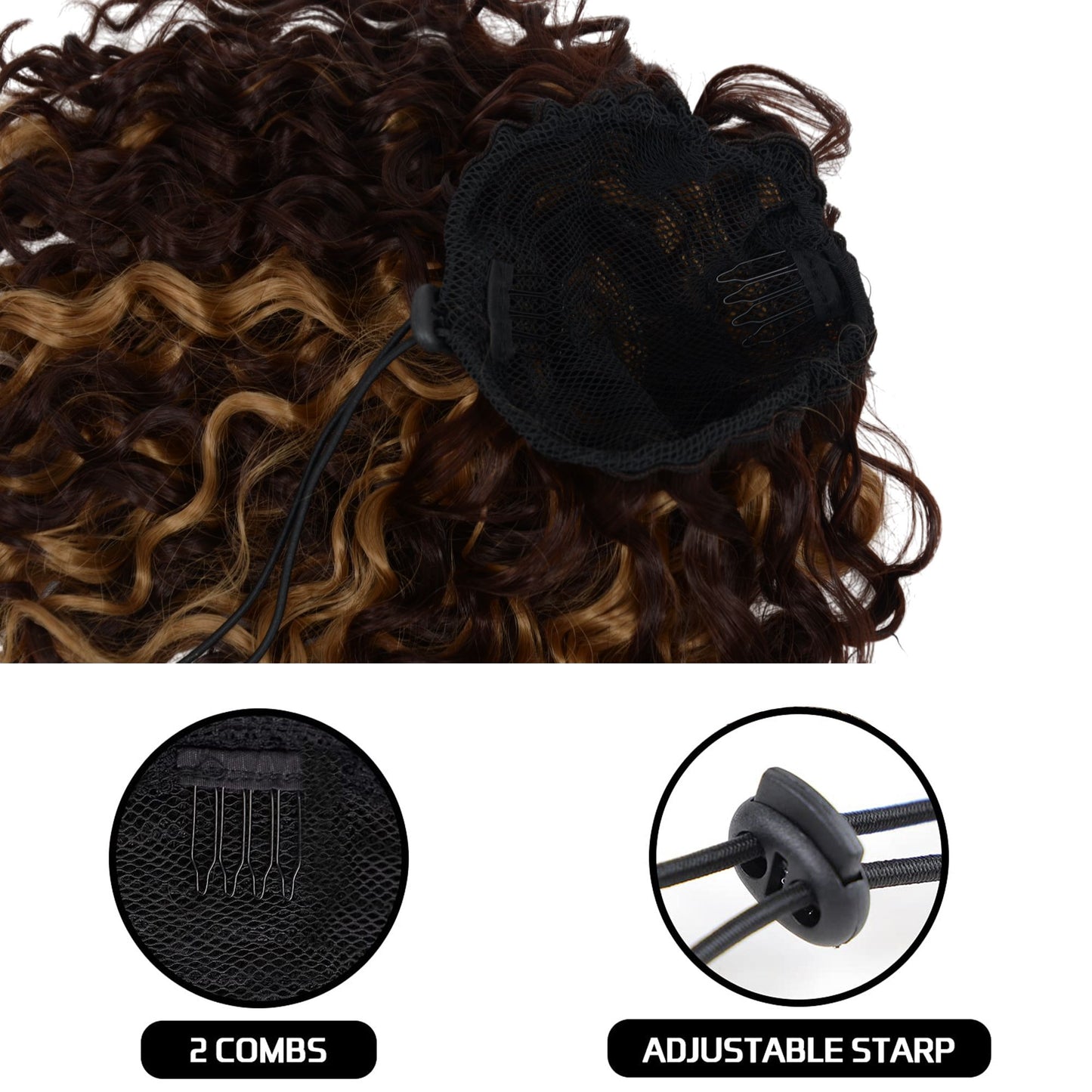 10 Inch Short Curly Drawstring Ponytail Extension for Women Synthetic Clip-In Ponytail Hairpiece for Daily Use