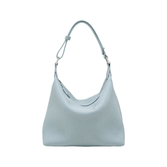 Pebbled Leather Hobo Shoulder Bag with Adjustable Strap and Convertible Crossbody Design