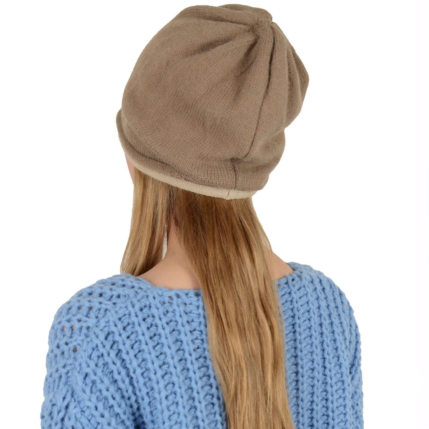 Comfy Warm Winter Knit Slouchy Beanie Hat Double Color