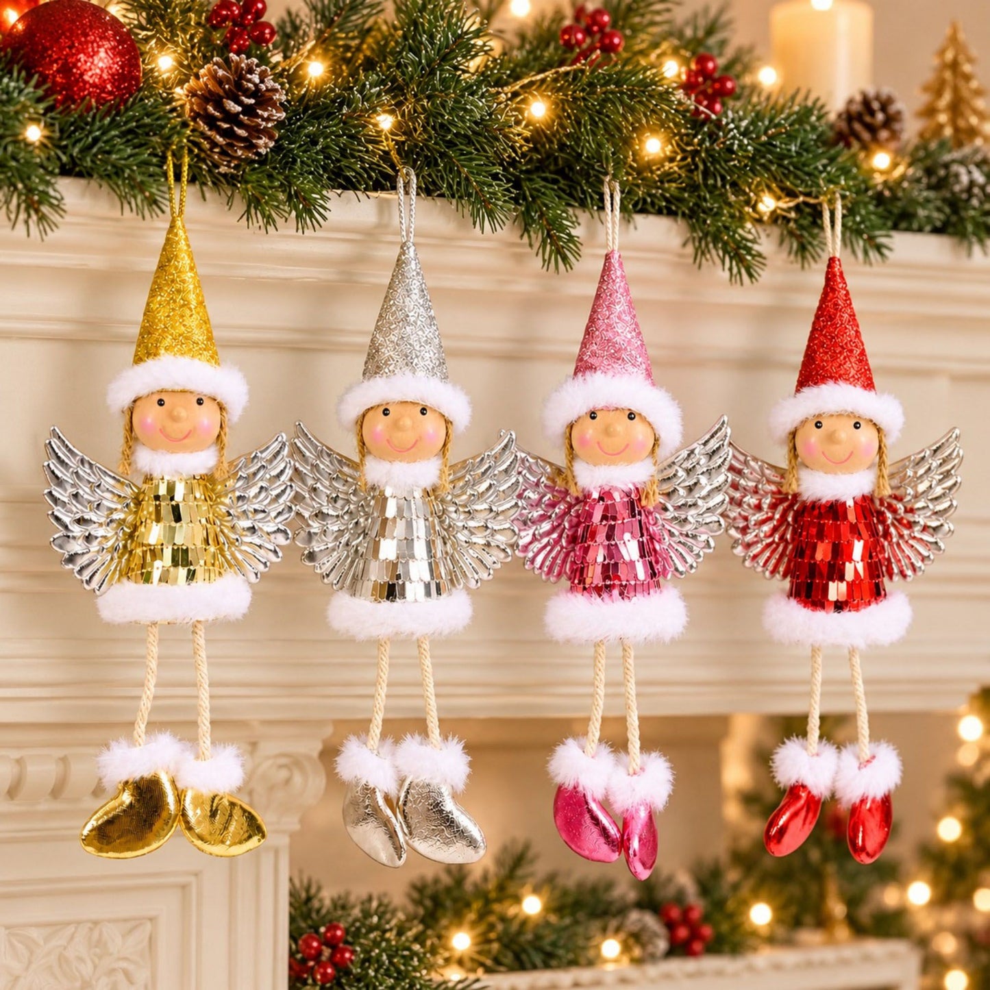 2pk Sequin Angel Christmas Tree Ornaments
