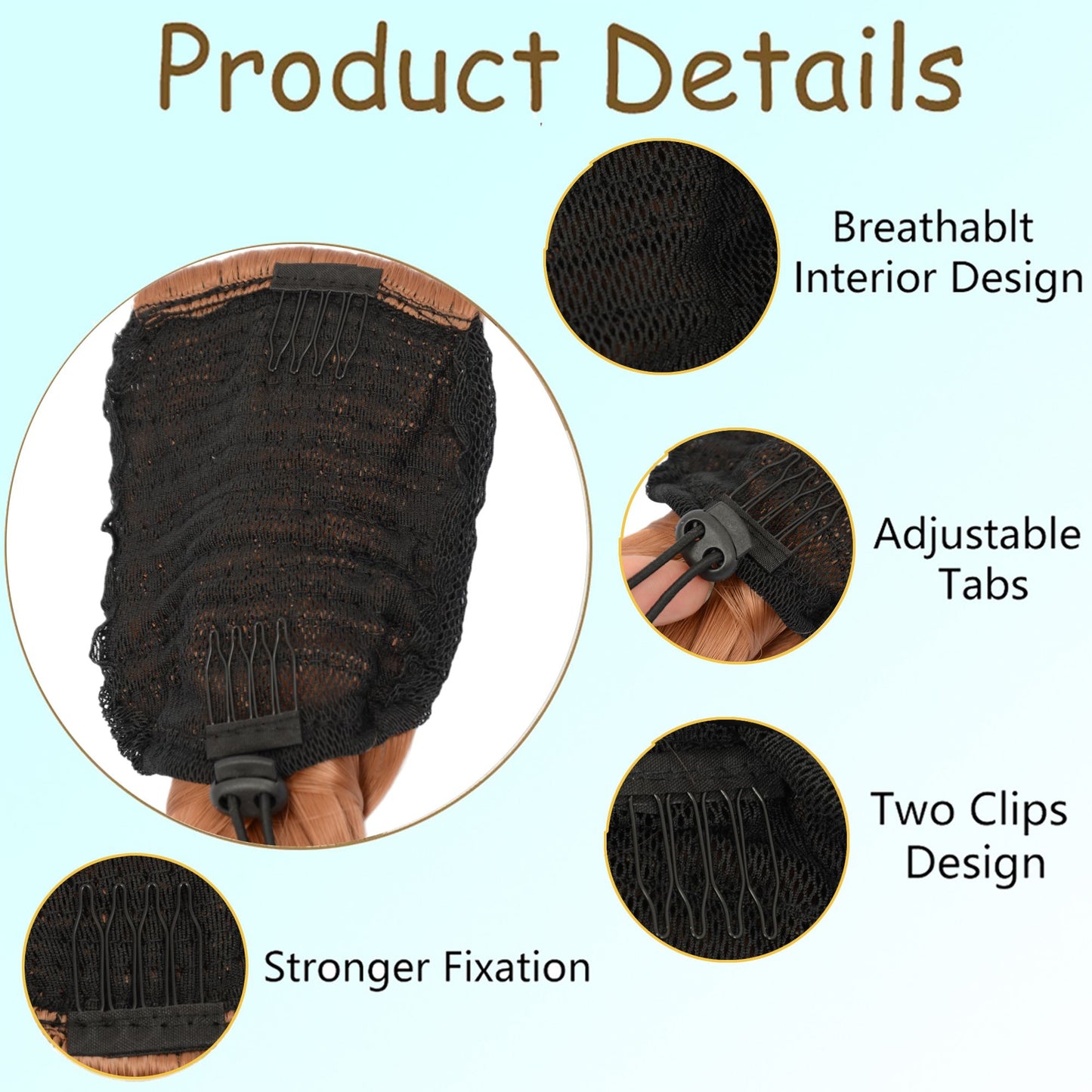 24-Inch Long Fishtail Braid Ponytail Hair Extension Claw Jaw Braiding Ponytail Synthetic Hairpiece for Women