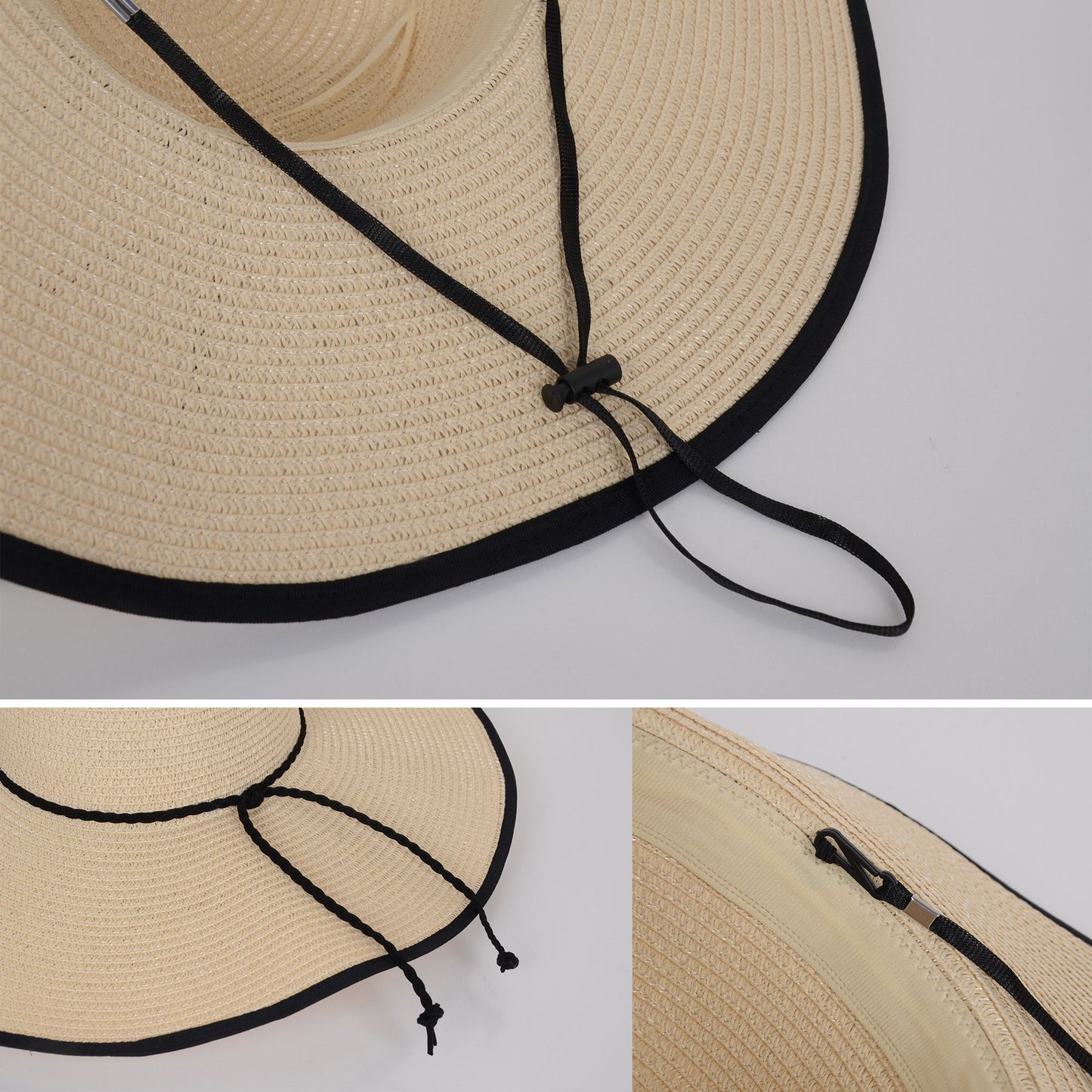 Wide Brim Straw Sun Hat with Braided Cord Detail Lightweight Packable Design for Beach Outdoor Protection