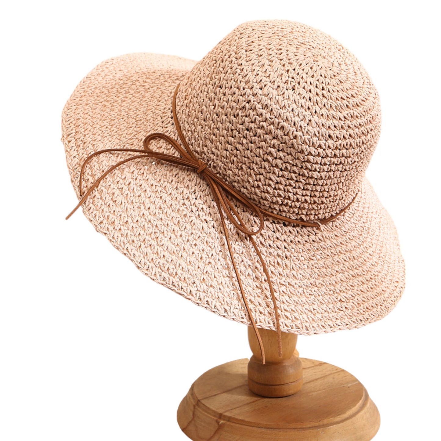 Woven Floppy Sun Hat with Rounded Crown and Decorative Bow Detail for Elegant Summer Shade and Vacation Style