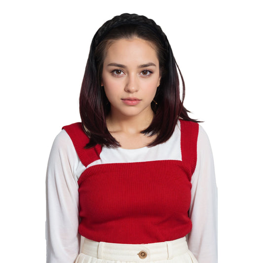 Braided Hairband Wig with Straight Shoulder Hair Extensions Casual Hairpiece for Holiday