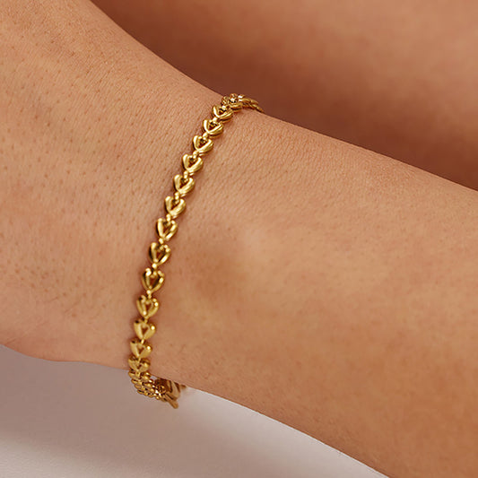 Women's Titanium Steel Heart Link Adjustable Chain Bracelets for Daily & Dressy Styling
