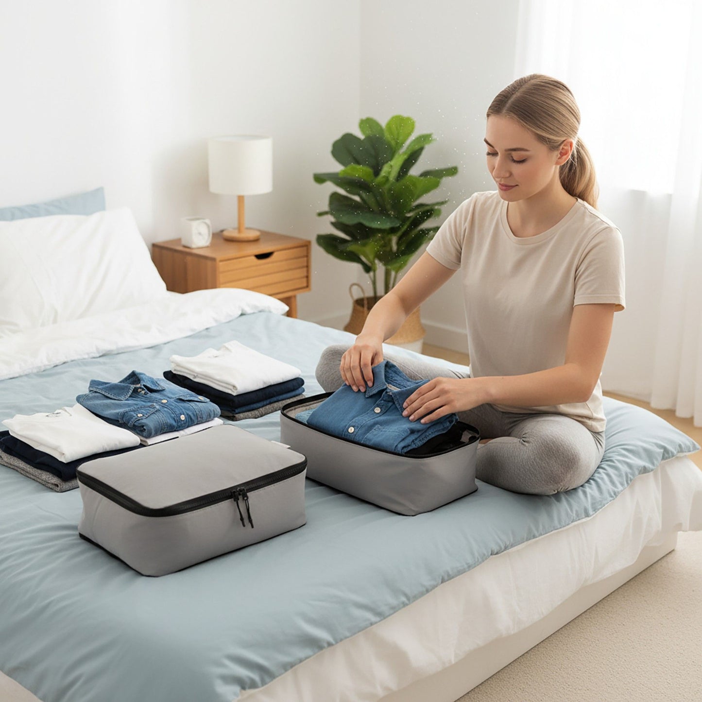 Travel Packing Cube Set Lightweight Zipper Storage Bags Luggage Organizer Multi Size Clothing Packing Set