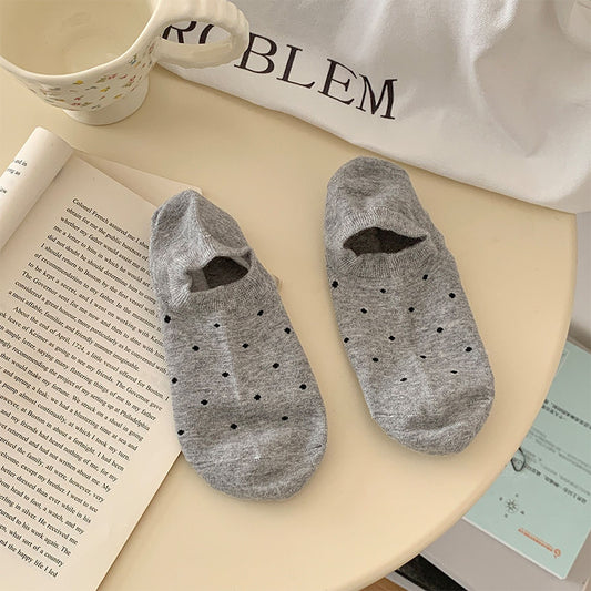 6pk Polka Dot No-Show Socks, Cute Casual Ankle Socks