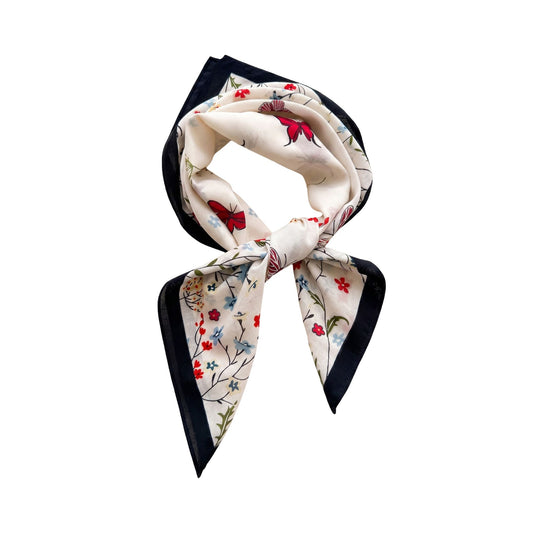 Pure Cotton Butterfly Floral Print Square Scarf Lightweight Fashion Neck Hair Scarf 25.5¡Á25.5 Inches