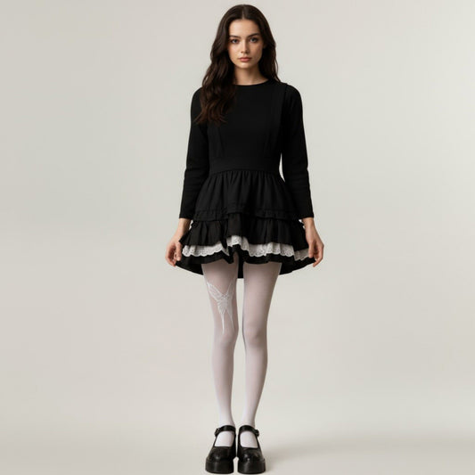 2pcs Women's Fishnet Tights with Butterfly Lace Design