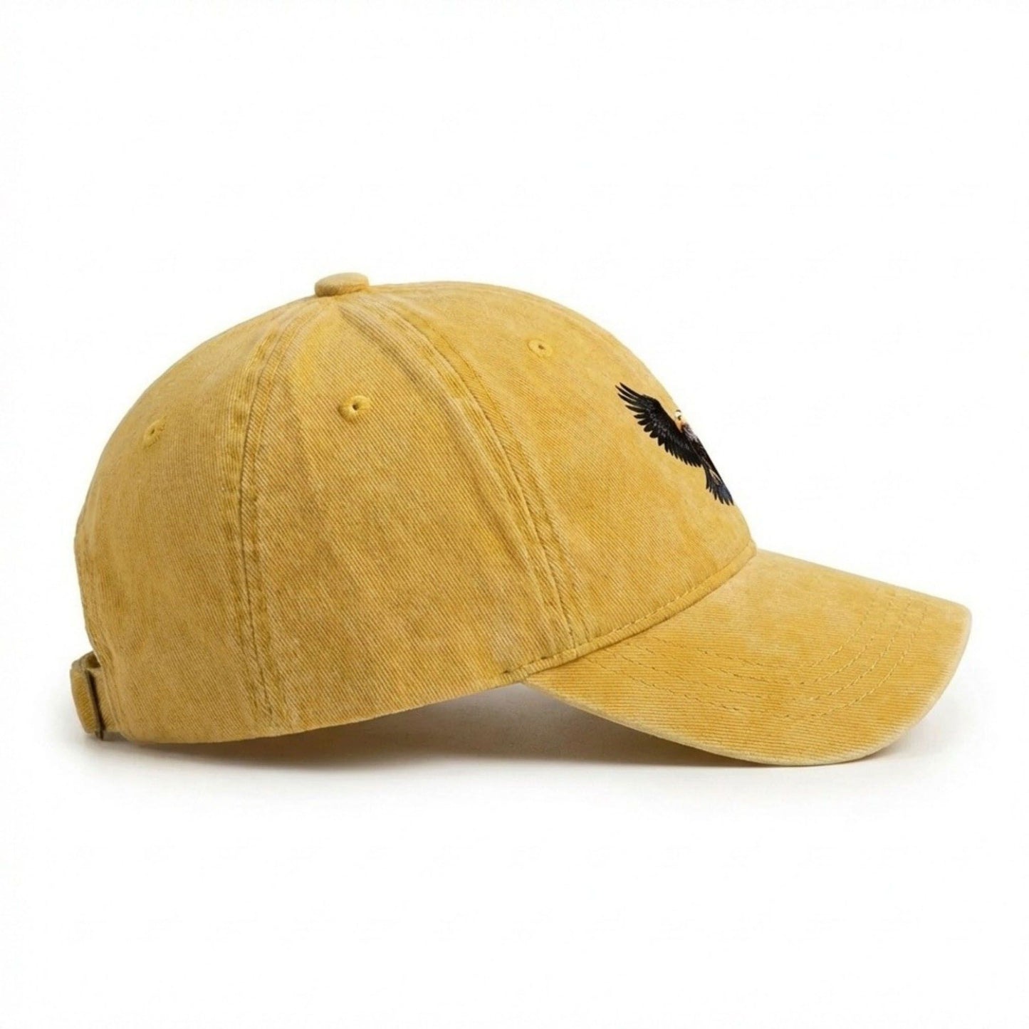 Cotton Baseball Cap with Eagle Embroidery Adjustable Strap Casual Everyday Hat