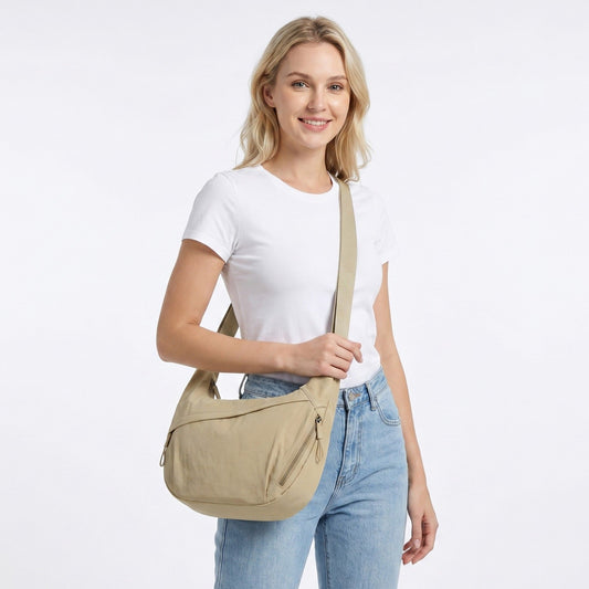Nylon Crossbody Bag with Adjustable Strap Lightweight Shoulder Sling Bag with Zip Pockets