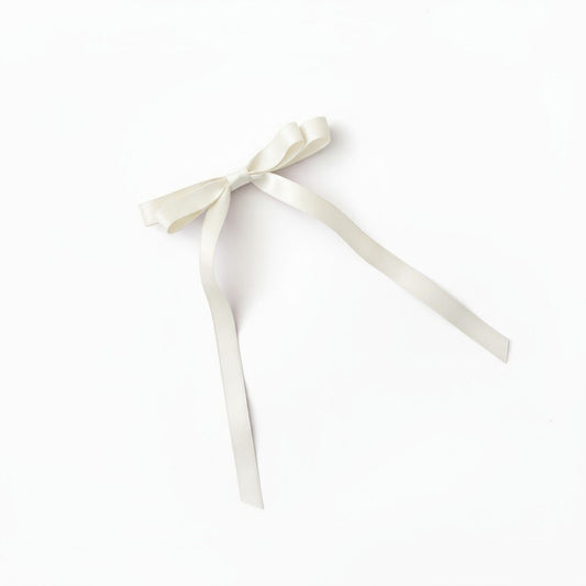 Long Ribbon Bow Hair Clip with Sleek Streamer Tails and Elegant Minimalist Design