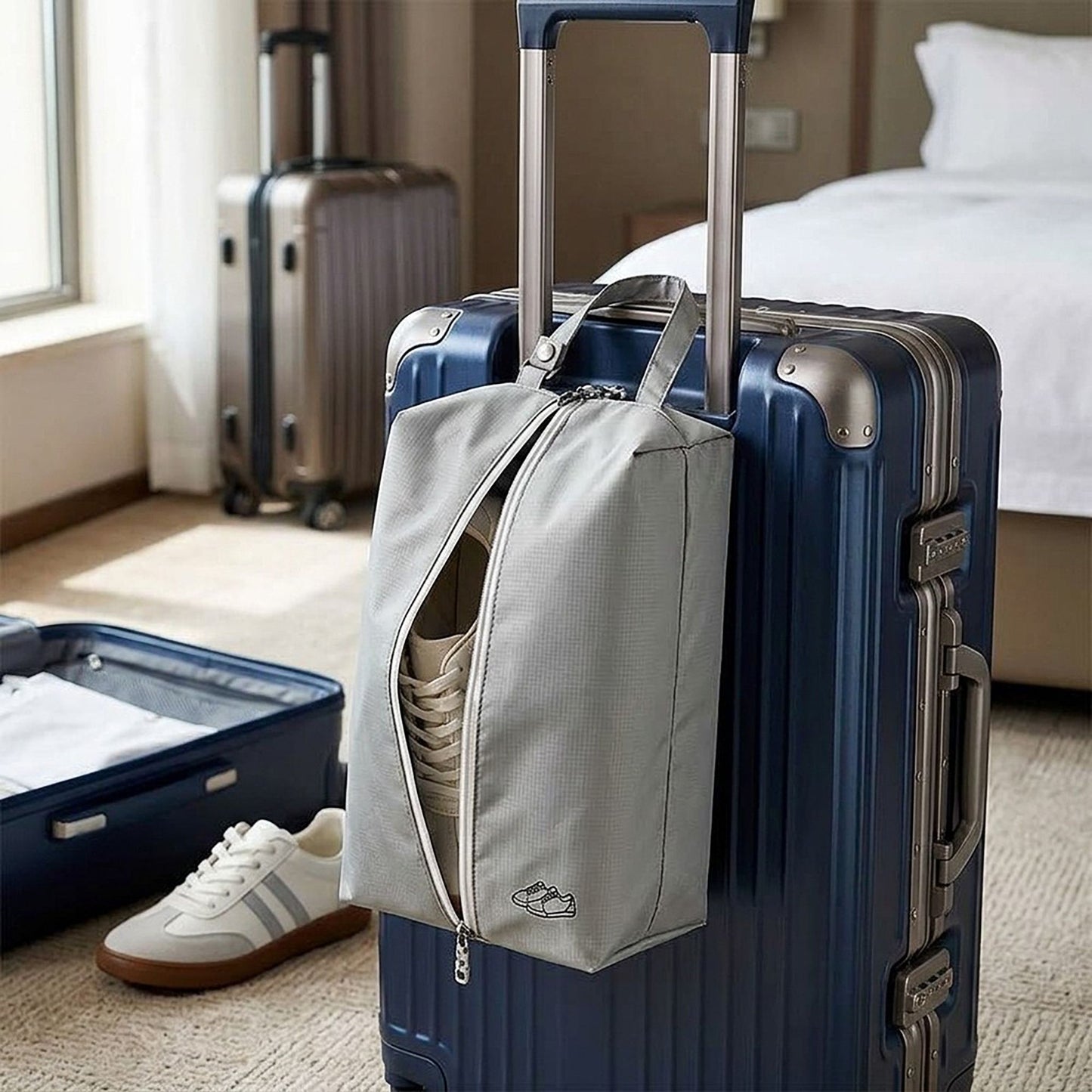 Travel Shoe Bag with Zipper Closure and Carry Handle