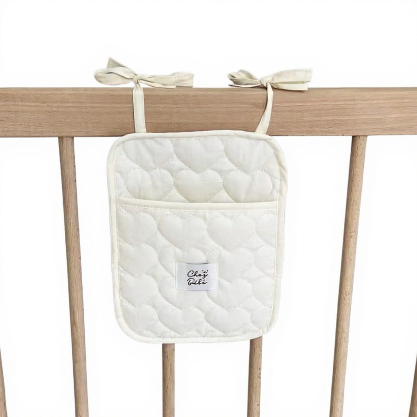 2pcs per set Quilted Heart Pattern Hanging Storage Pouch with Bow Tie Straps