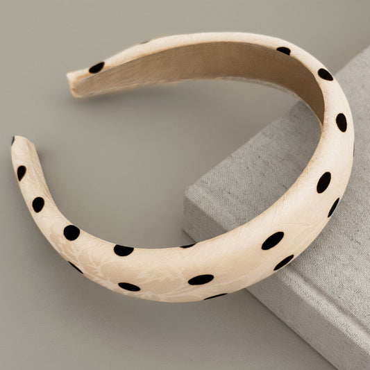 Polka Dot Padded Headband with Smooth Fabric Finish and Retro Style