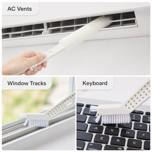 2-in-1 Microfiber Duster and Crevice Cleaning Brush for Vents, Tracks and Keyboards