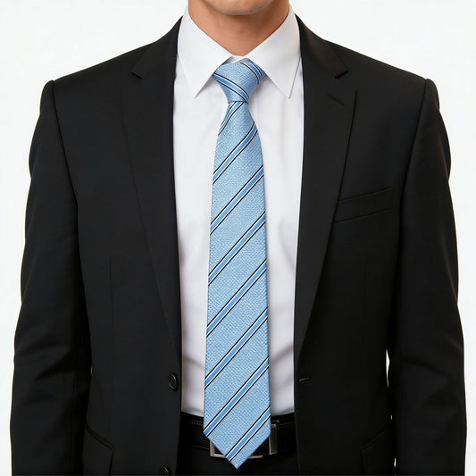 Men's Polyester Filament Tie with Striped Texture - Formal/Casual Necktie for Business, Weddings & Daily Wear