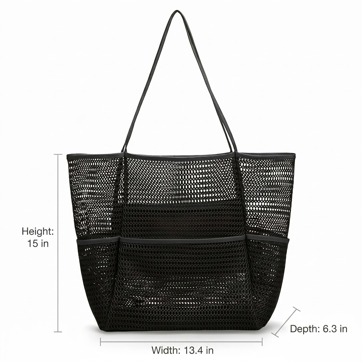 Mesh Beach Tote Bag with See Through Design and Shoulder Handles