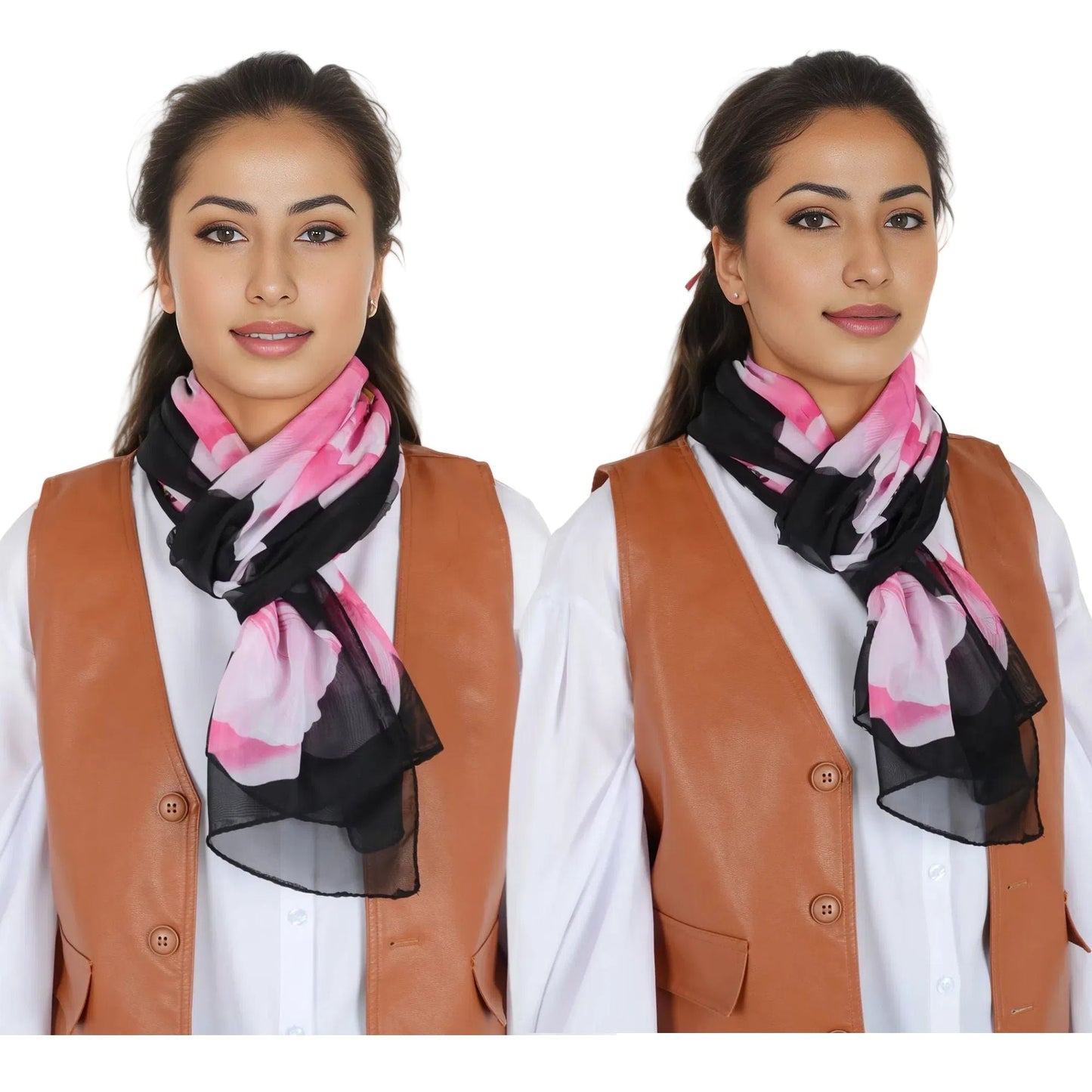 Floral Print Chiffon Scarf Lightweight Sheer Shawl Wraps Scarves for Women 19.69 x 63 inches
