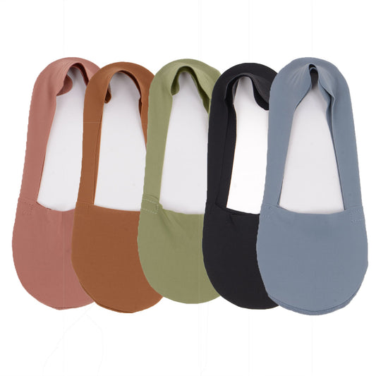 5 Pairs Women Ice Silk Low Cut Liner Socks Deep Cut Design Anti-Slip Cotton Sole Breathable Invisible Socks for Flats