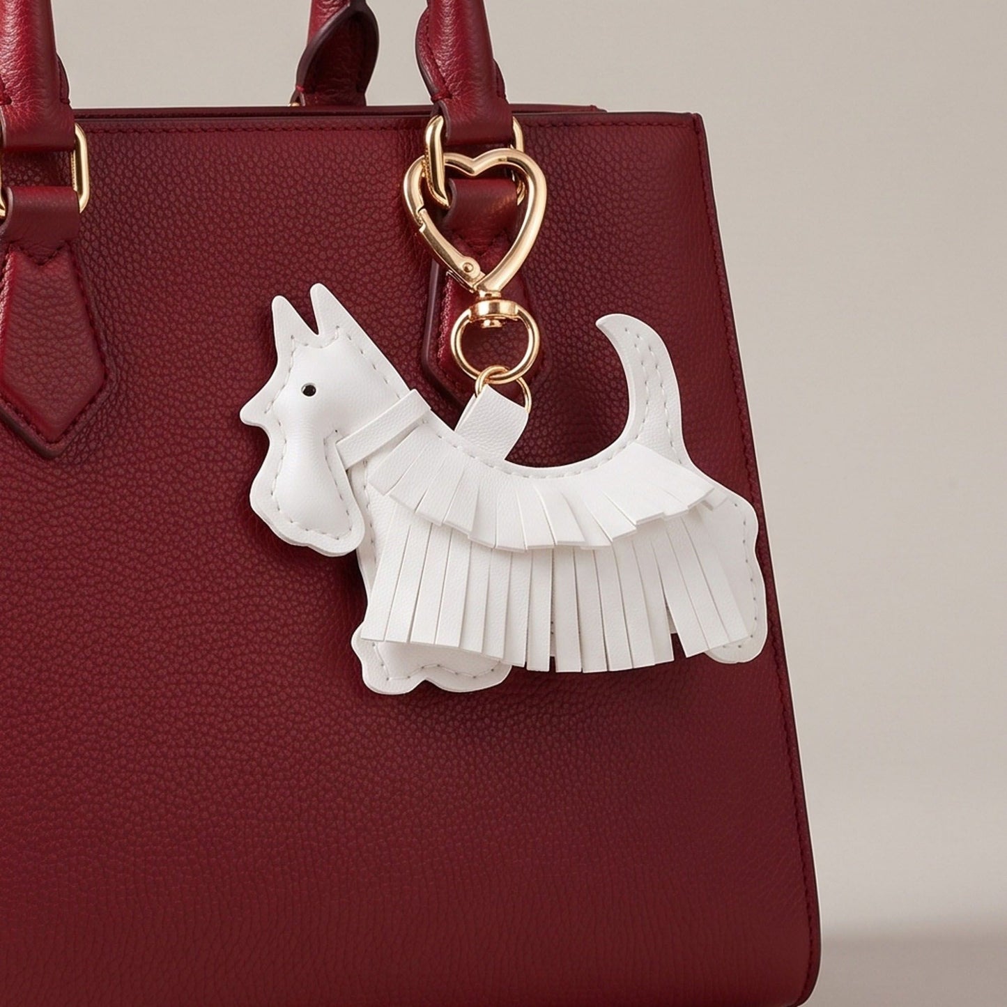 Black Scottish Terrier Dog Bag Charm with Heart Shaped Gold Tone Clip