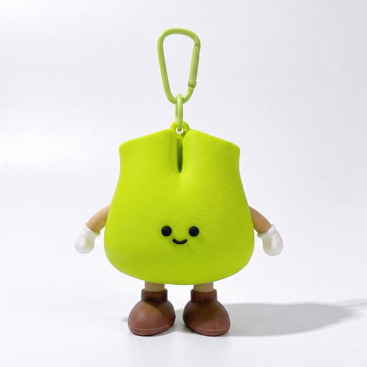 2-Piece Womens Pouch Bag Charm with Hanging Clip and Character Design