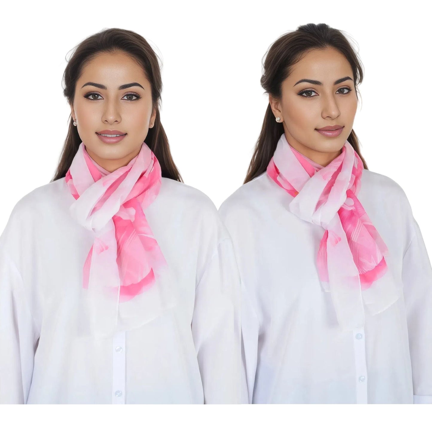 Floral Print Chiffon Scarf Lightweight Sheer Shawl Wraps Scarves for Women 19.69 x 63 inches