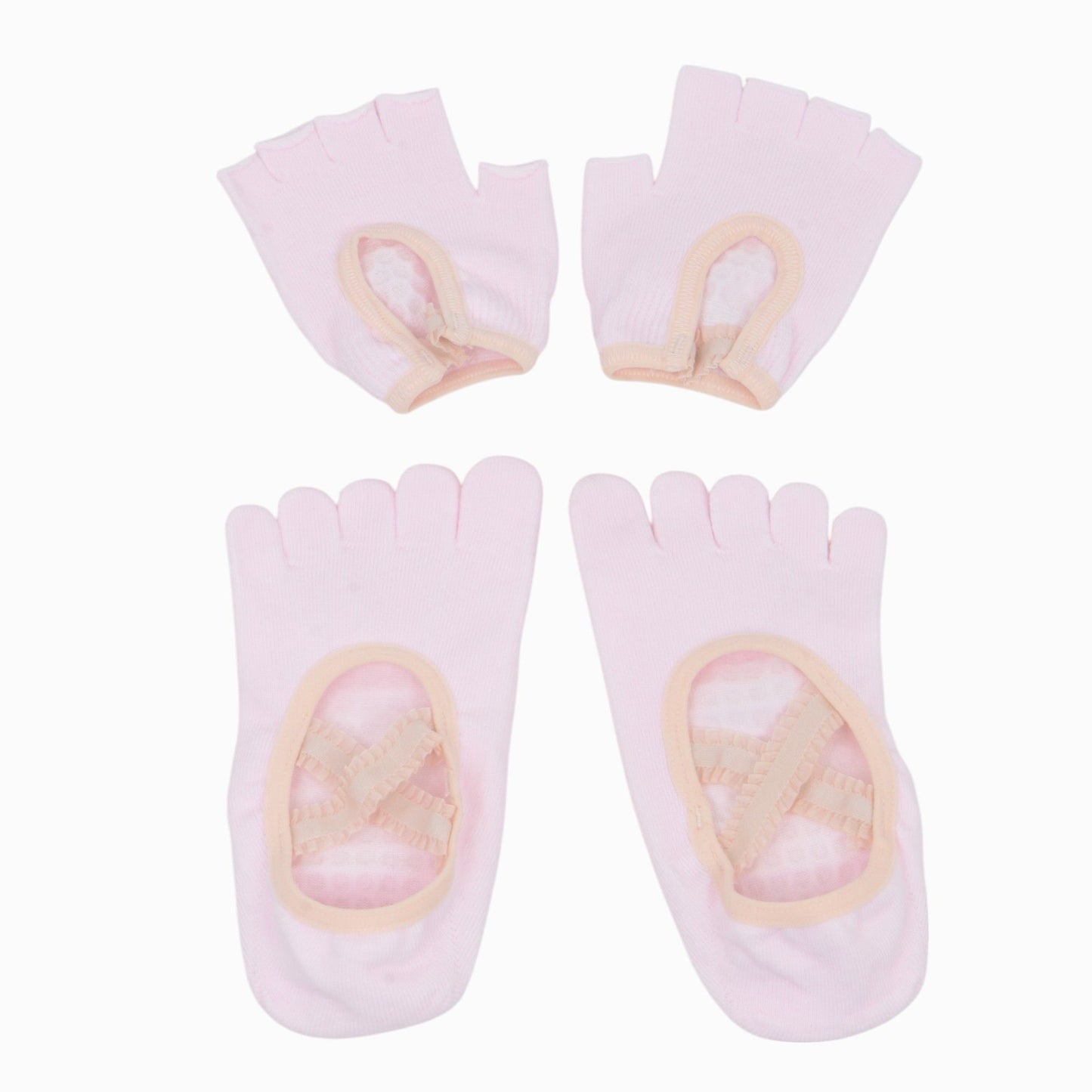 Yoga Socks and Gloves Set with Anti-Slip Grip for Pilates and Barre Workouts