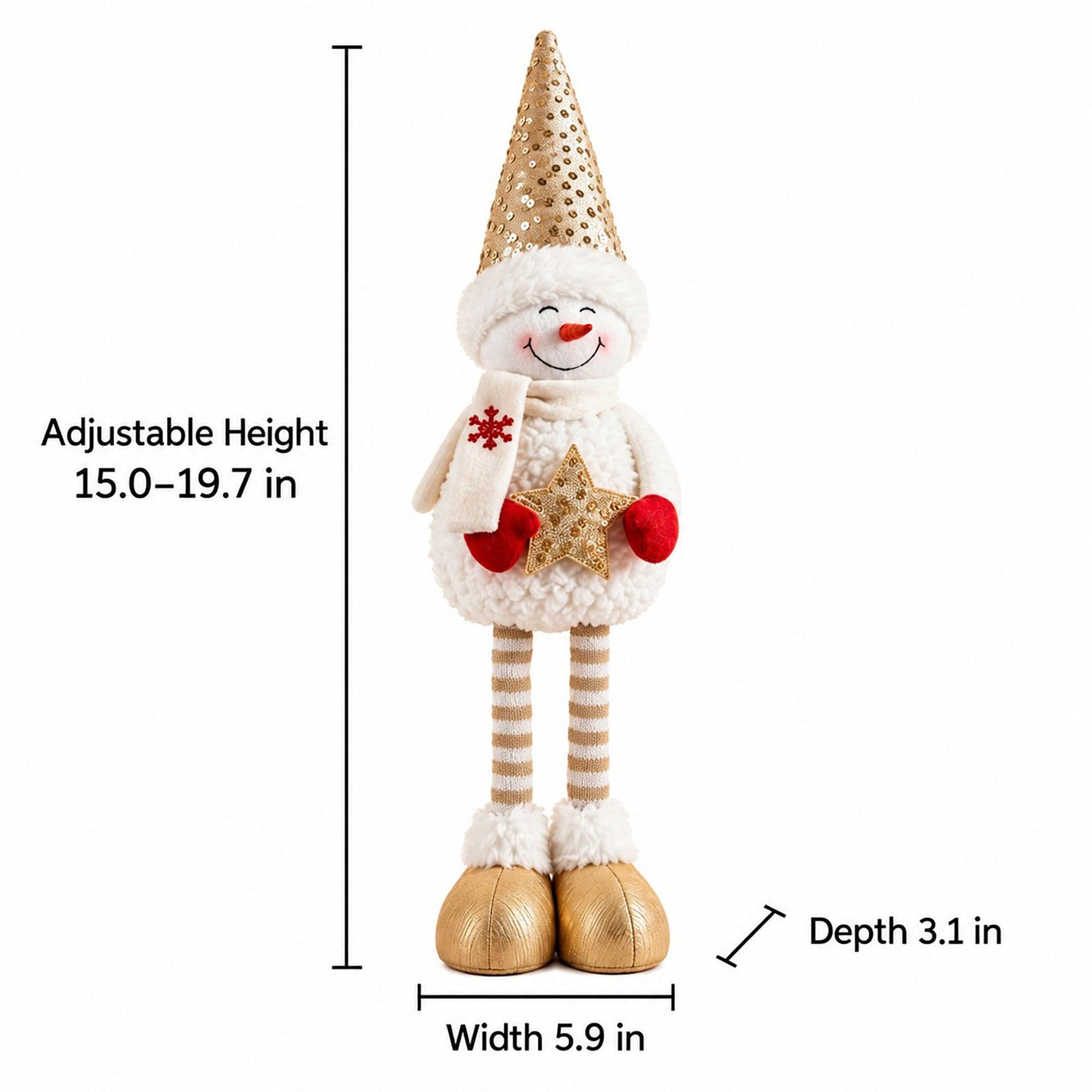 Adjustable Height Sequin Snowman Christmas Decoration