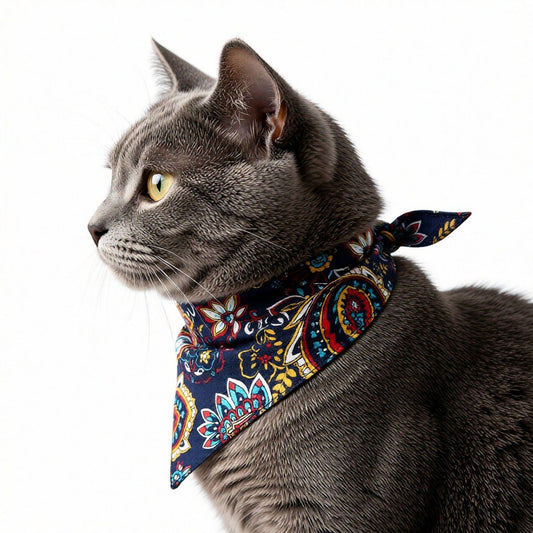 Paisley Floral Pet Bandana Scarf Bohemian Neckerchief for Cats and Dogs Bib