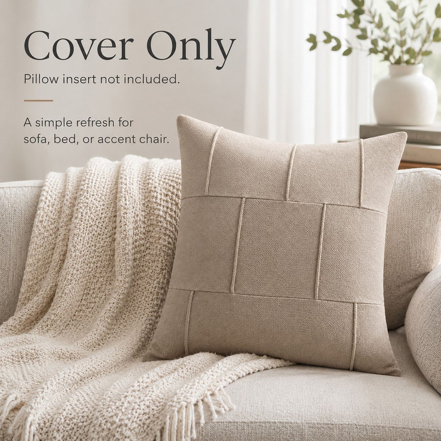 Textured Decorative Throw Pillow Cover Soft Accent Cushion Cover for Sofa Bed