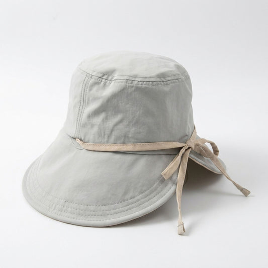 Wide Brim Bucket Sun Hat with Tie Strap
