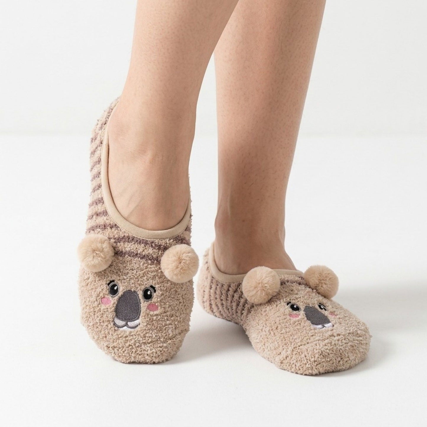 Fuzzy Bear Slipper Socks 2 Pair US 5-10.5