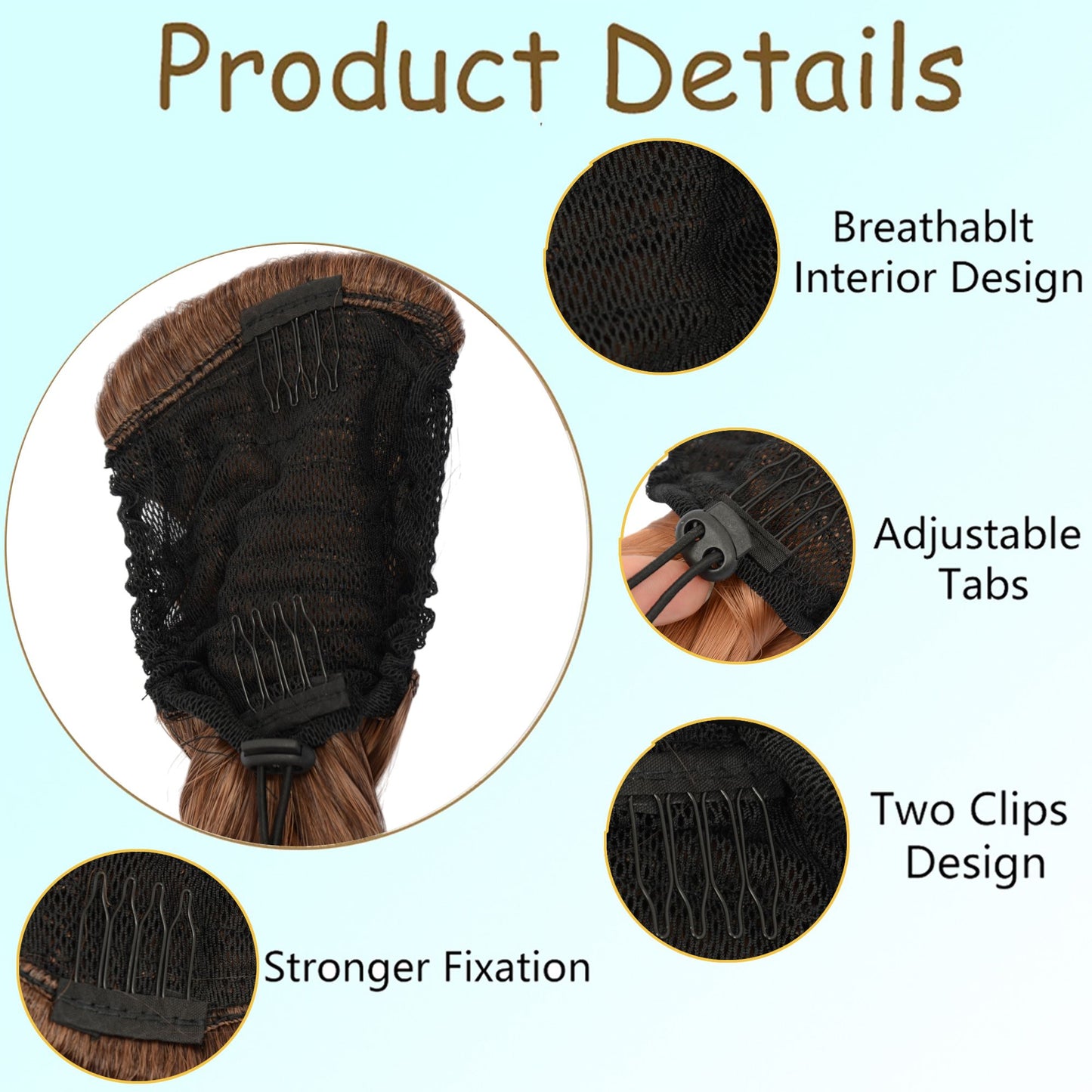 24-Inch Long Fishtail Braid Ponytail Hair Extension Claw Jaw Braiding Ponytail Synthetic Hairpiece for Women