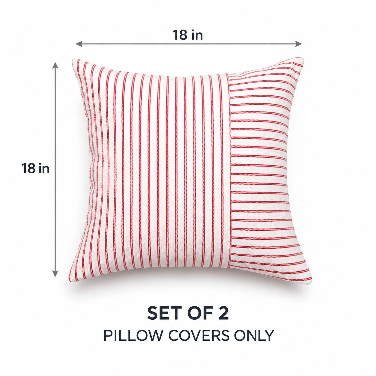 2 Pack Striped Textured Throw Pillow Covers 18 x 18 Inch for Couch Sofa and Bed