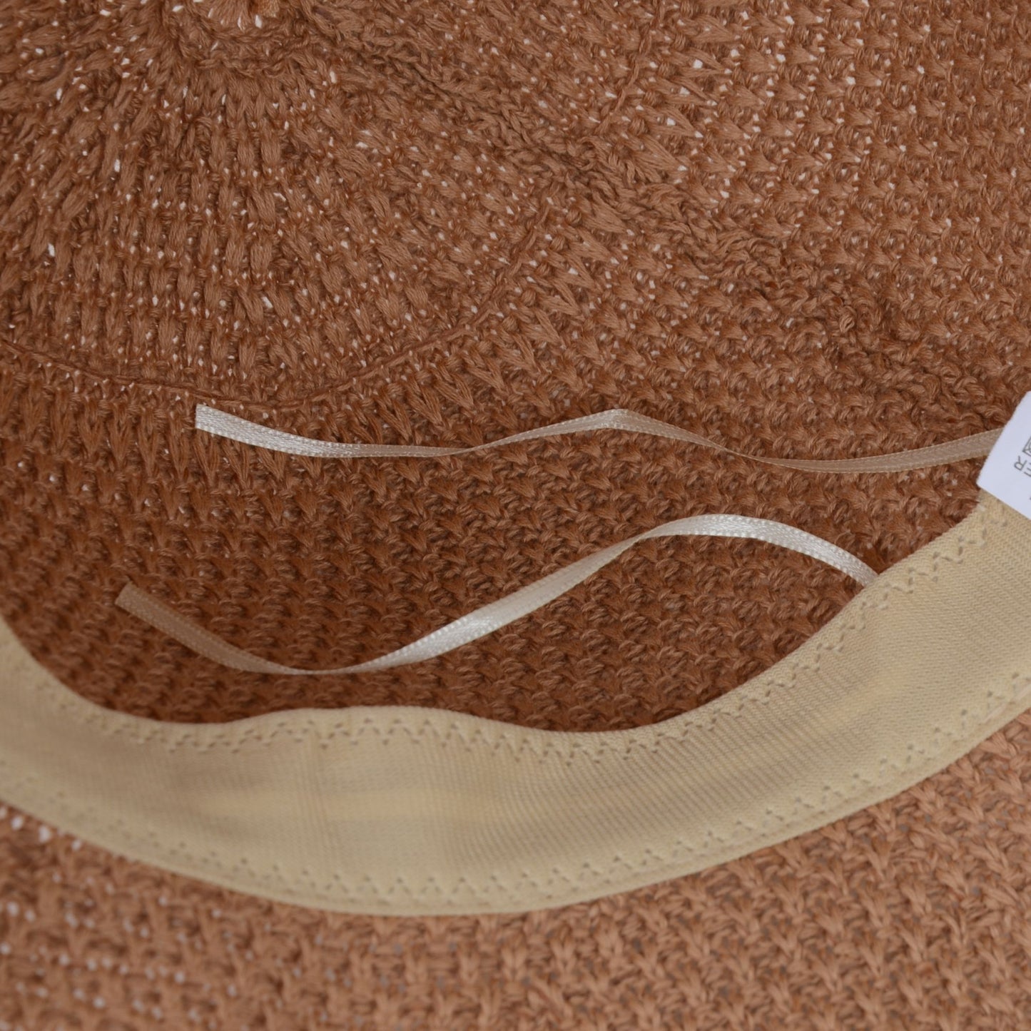 Women's Woven Floppy Bucket Hat with Scalloped Brim Edge Detail