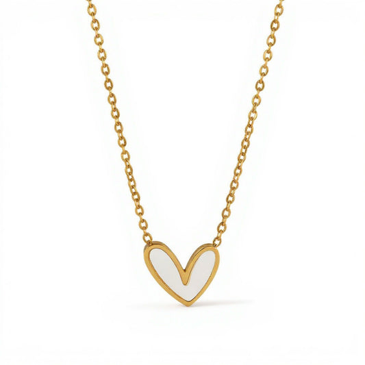 Dainty Heart Pendant Necklace with Smooth Enamel Accent and Valentine Delicate Chain for Feminine Touch