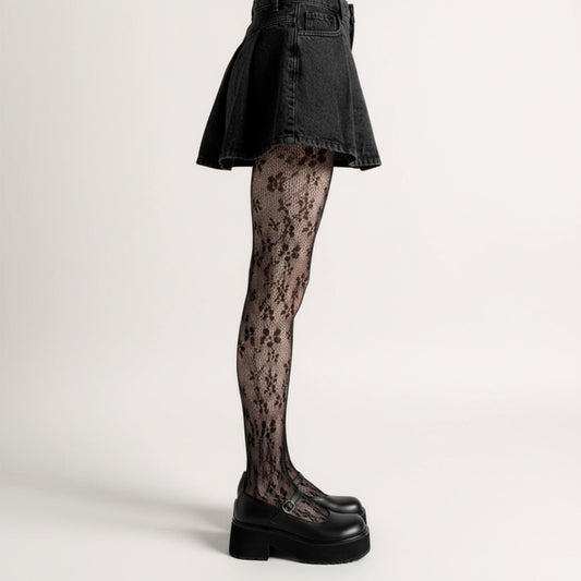 2pcs Women's Floral Lace Pattern Tights with Sheer Mesh Texture and Stretch Fit