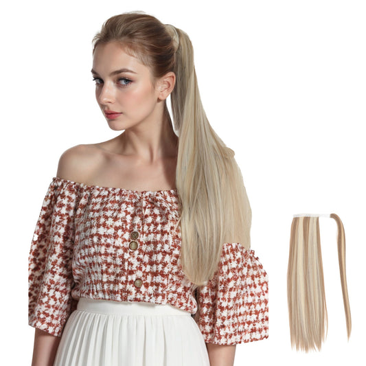 Straight Ponytail Extension - 24 Inch Long Straight Wrap Around Ponytail for Women Clip Ponytail Hair Extensions Synthetic
