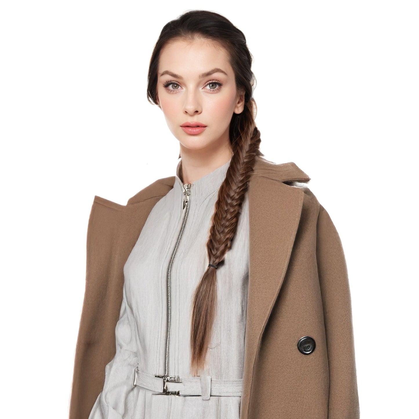 24-Inch Long Fishtail Braid Ponytail Hair Extension Claw Jaw Braiding Ponytail Synthetic Hairpiece for Women