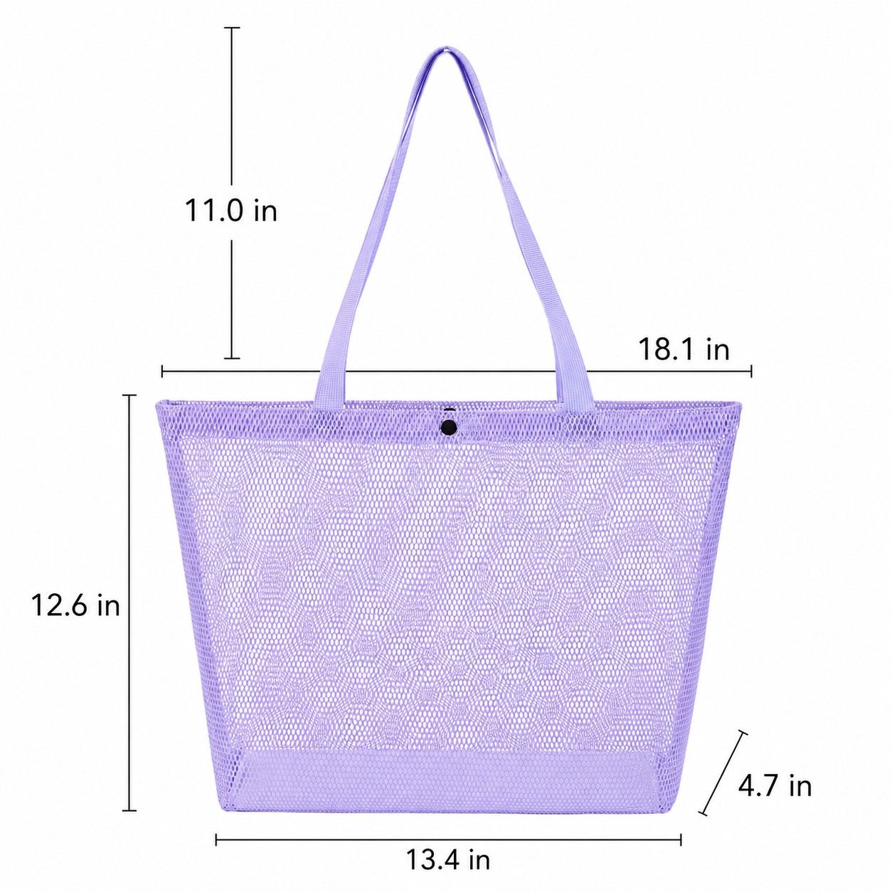 Reusable Mesh Shopping Tote Bag with Snap Closure and Carry Handles