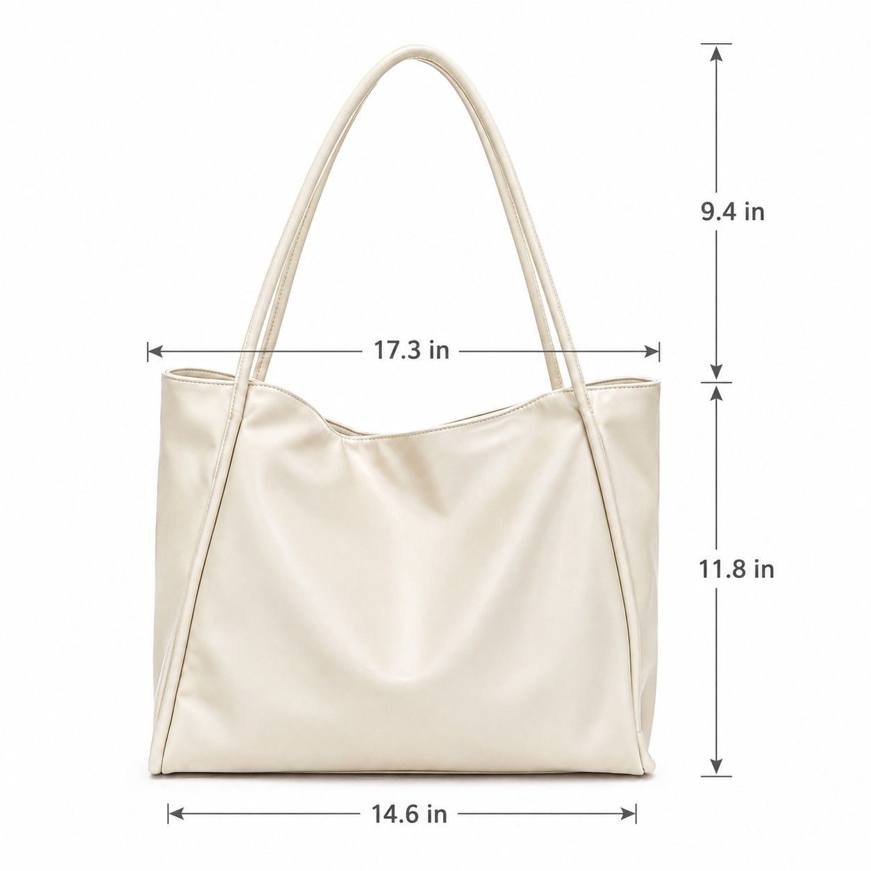Large Faux Leather Tote Bag with Double Shoulder Straps and Magnetic Closure