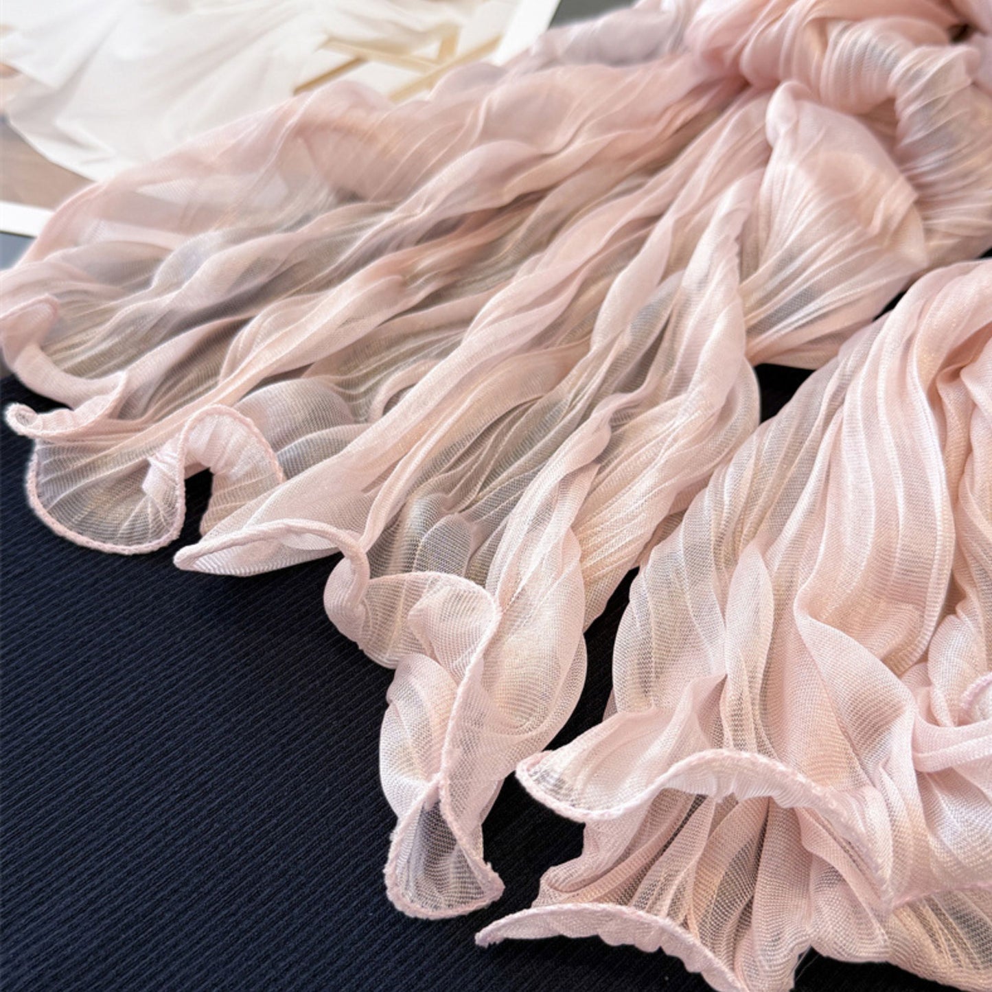 Lightweight Pleated Fashion Scarf Elegant Solid Color Long Wrap Shawl 70.5¡Á31.5 Inches