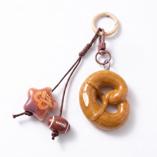 2-Piece Womens Multi-Charm Accessory with Hanging Clip and Character Design