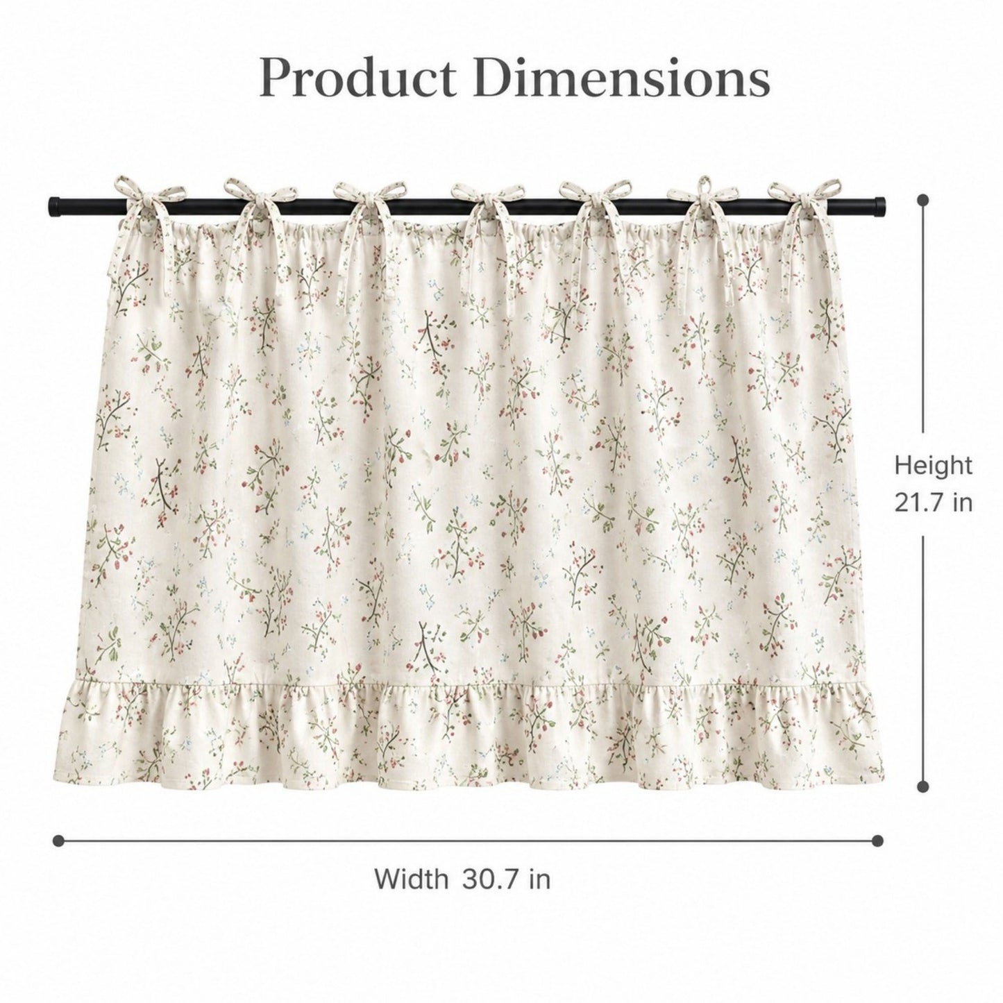 Handmade Farmhouse Floral Tie Top Cabinet Curtain Decor