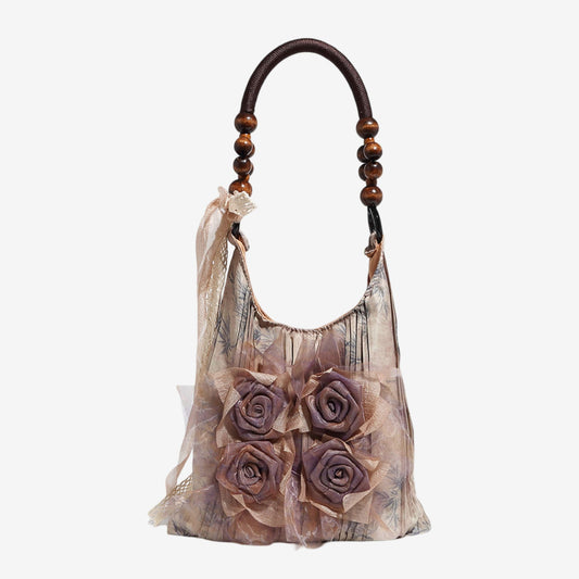 Rose Detail Shoulder Bag Elegant Handbag for Work and Everyday